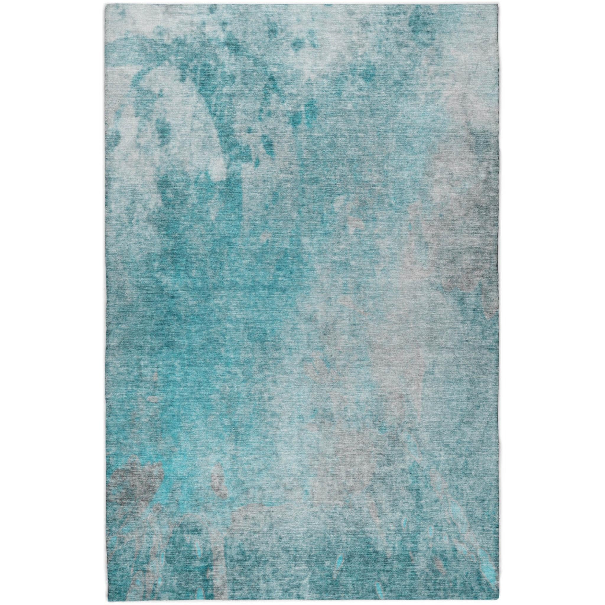 10' X 14' Teal And Gray Abstract Shag Washable Area Rug With UV Protection - Home & Garden