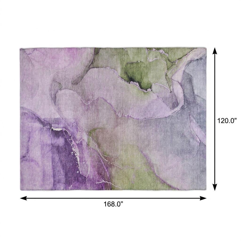 10' X 14' Purple And Lavender Abstract Shag Washable Area Rug With UV Protection - Home & Garden