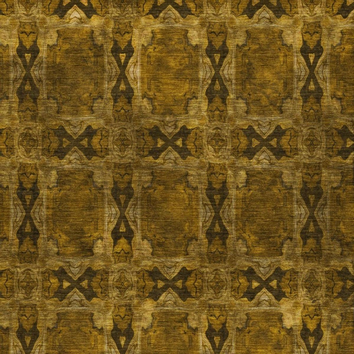 10' X 14' Chocolate And Gold Geometric Shag Washable Area Rug With UV Protection - Home & Garden