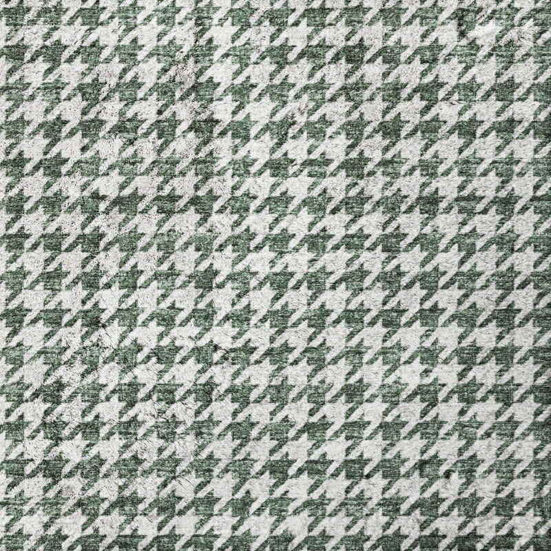 5' X 8' Green And White Houndstooth Shag Washable Area Rug With UV Protection - Home & Garden