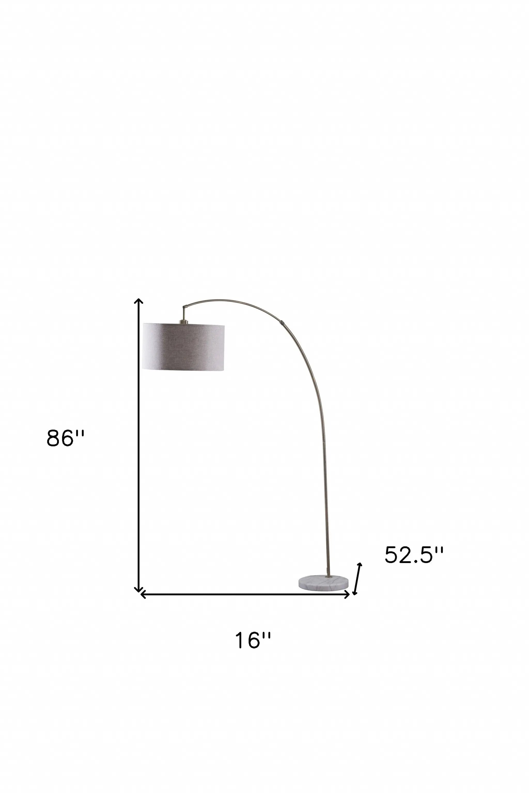 86" Beige And Antique Gold Arched Floor Lamp With Gray Drum Shade Homeroots Lighting