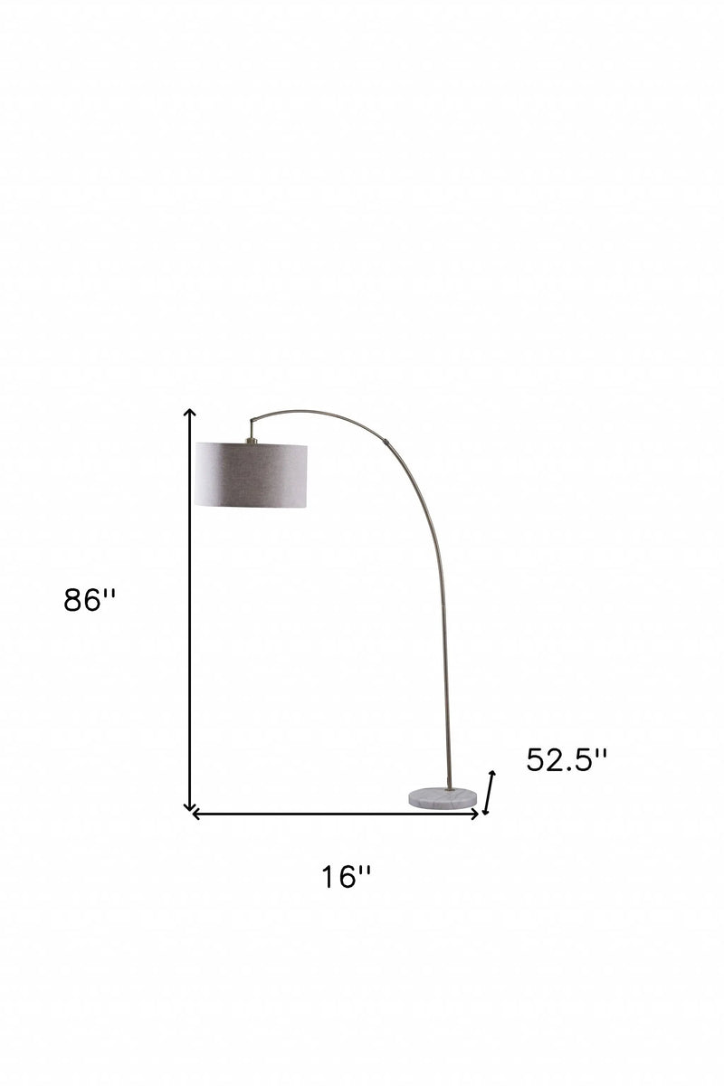 86" Beige And Antique Gold Arched Floor Lamp With Gray Drum Shade Homeroots Lighting