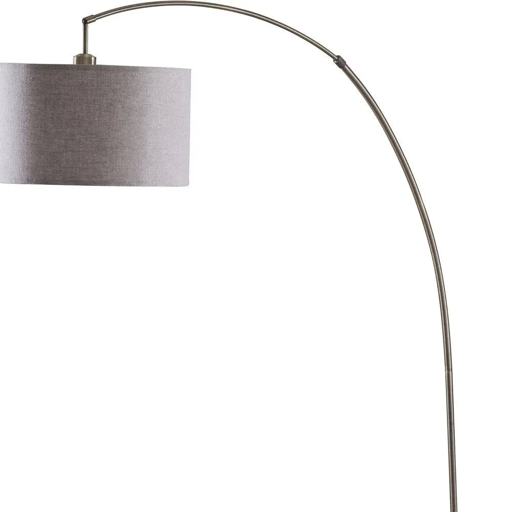 86" Beige And Antique Gold Arched Floor Lamp With Gray Drum Shade Homeroots Lighting