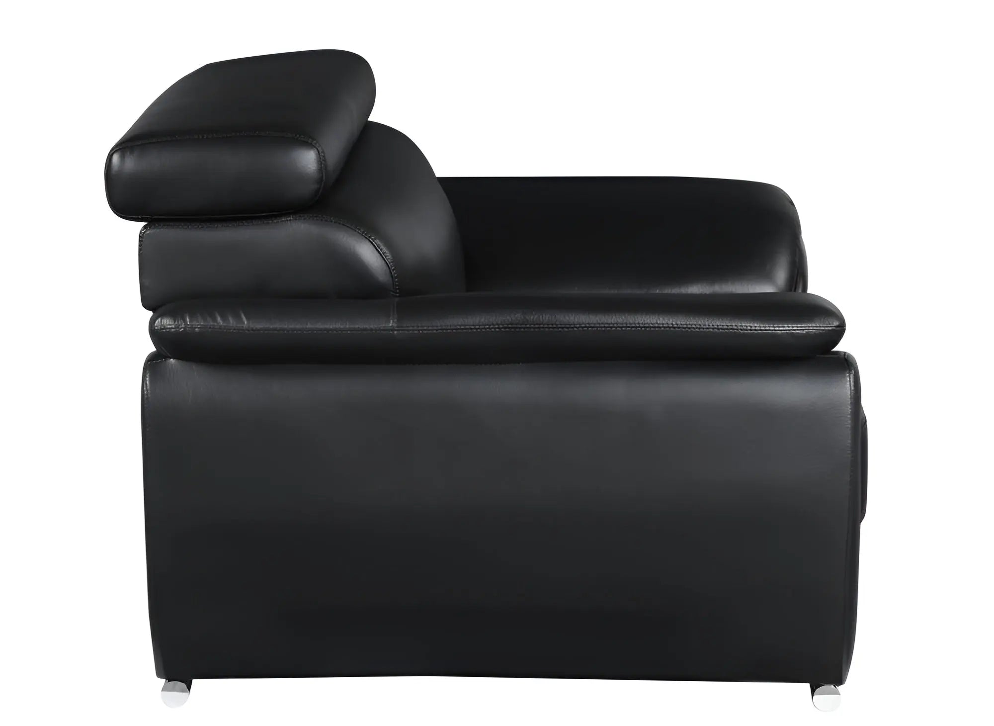 86" Black Leather Sofa With Silver Legs Homeroots Living Room