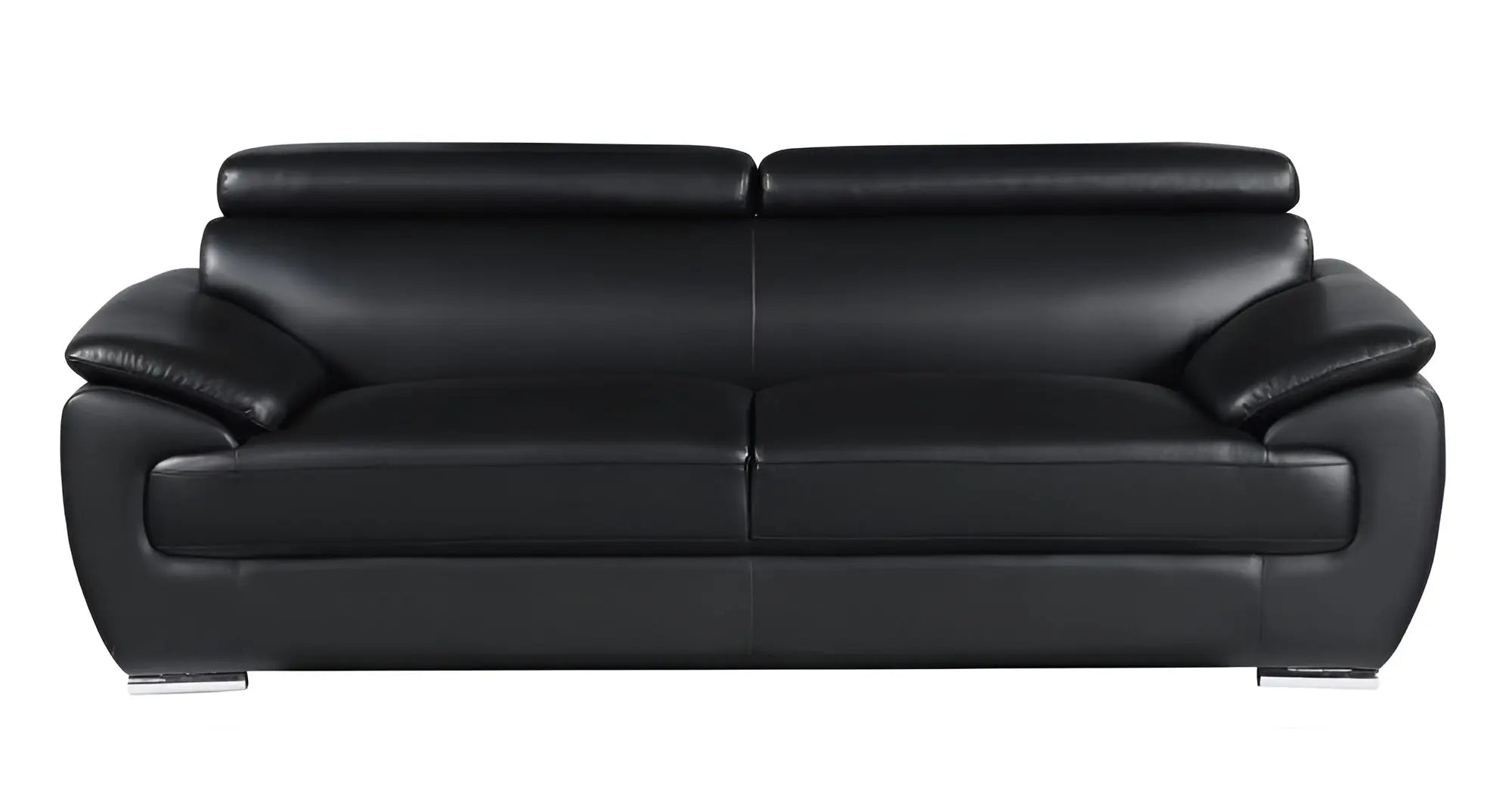 86" Black Leather Sofa With Silver Legs Homeroots Living Room