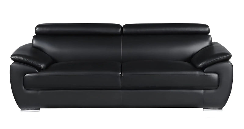 86" Black Leather Sofa With Silver Legs Homeroots Living Room