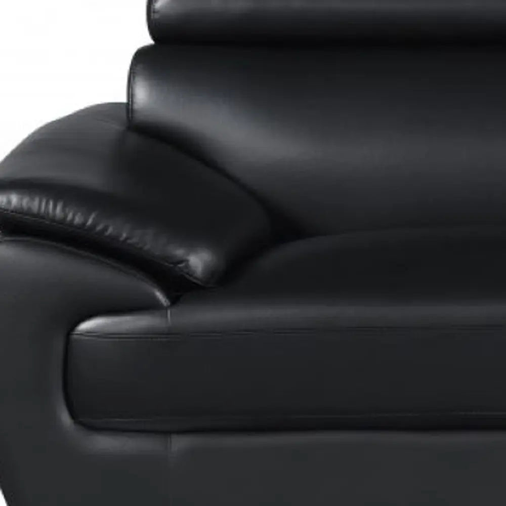 86" Black Leather Sofa With Silver Legs Homeroots Living Room