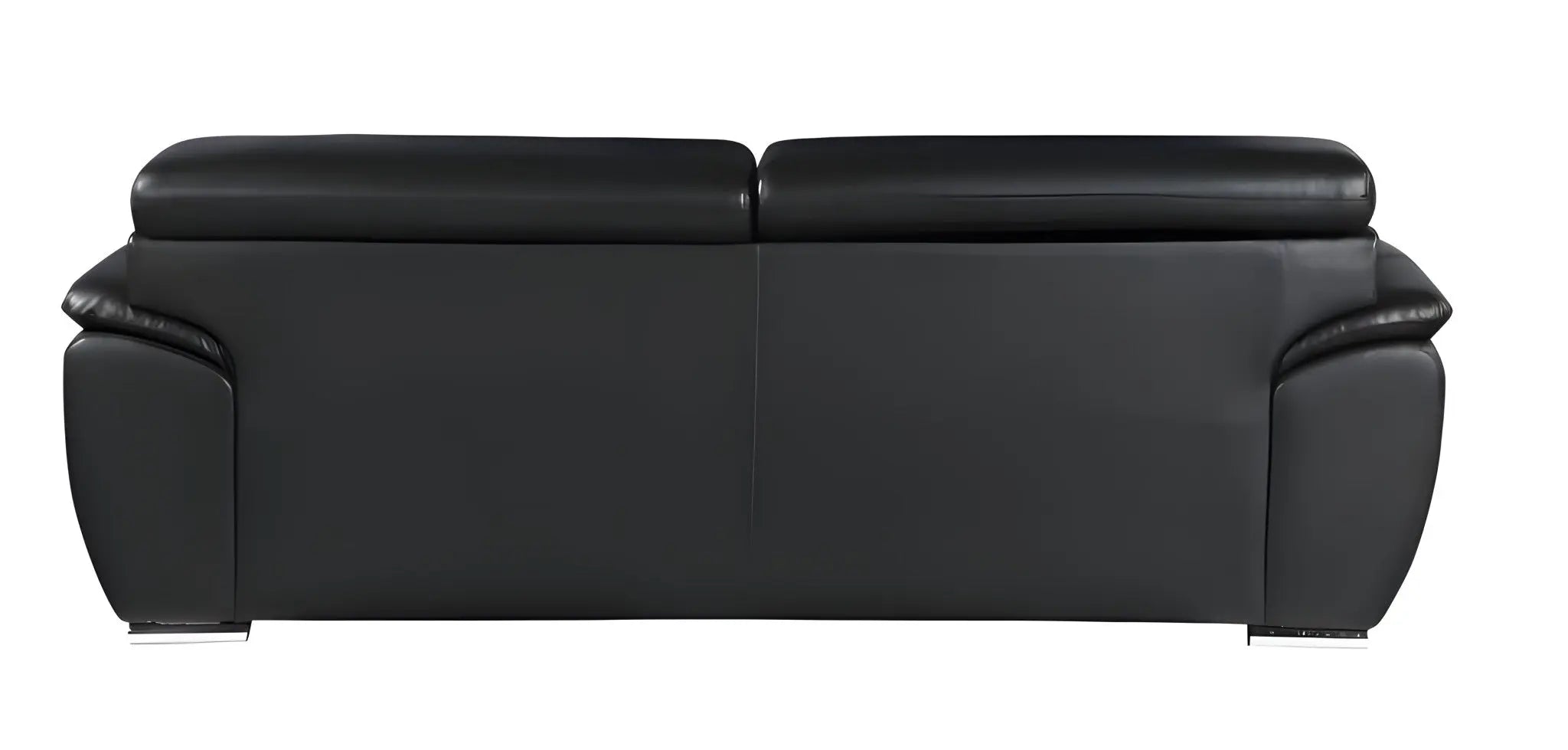 86" Black Leather Sofa With Silver Legs Homeroots Living Room