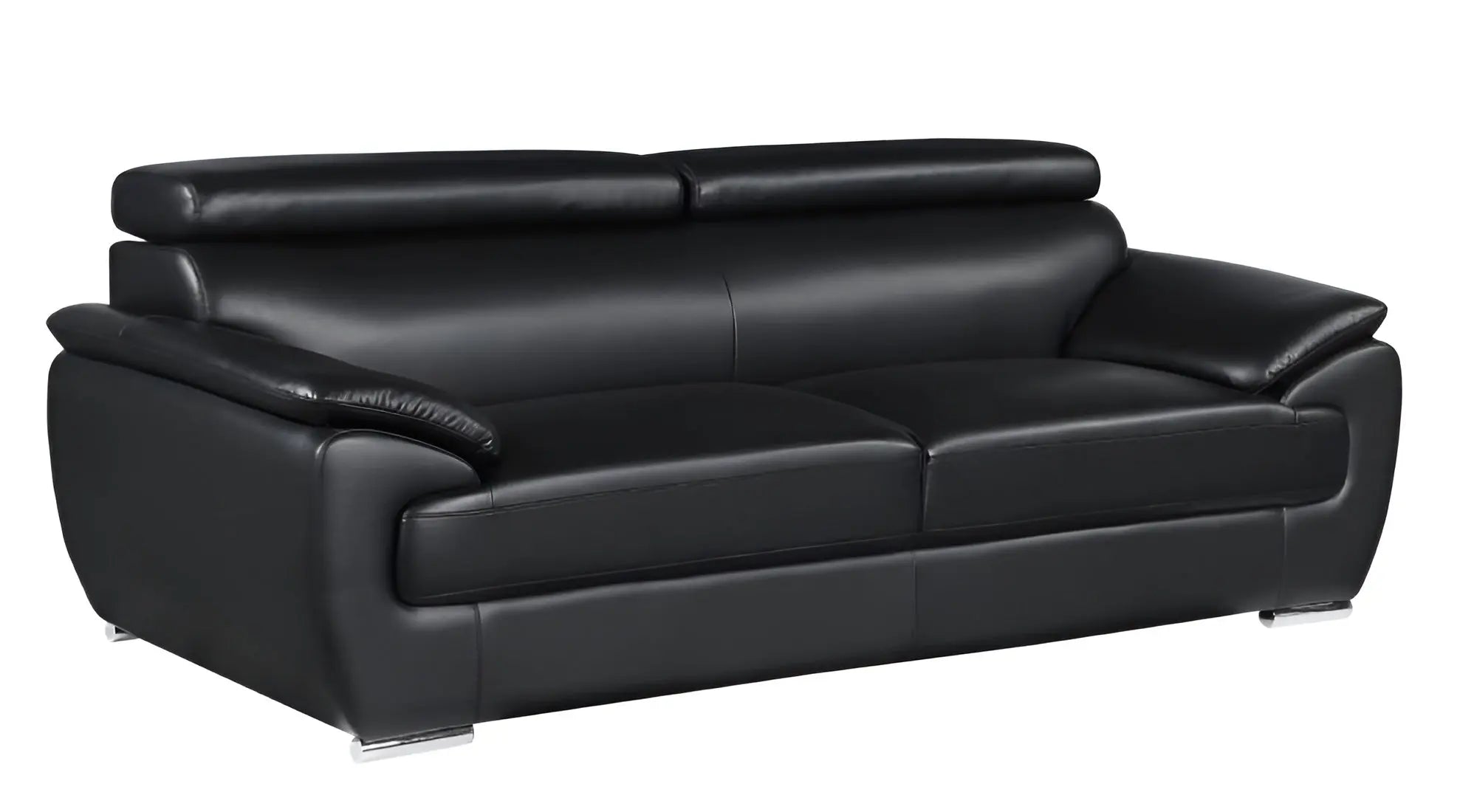 86" Black Leather Sofa With Silver Legs Homeroots Living Room