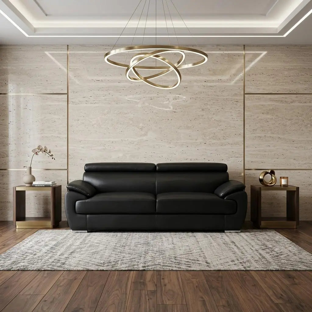 86" Black Leather Sofa With Silver Legs Homeroots Living Room