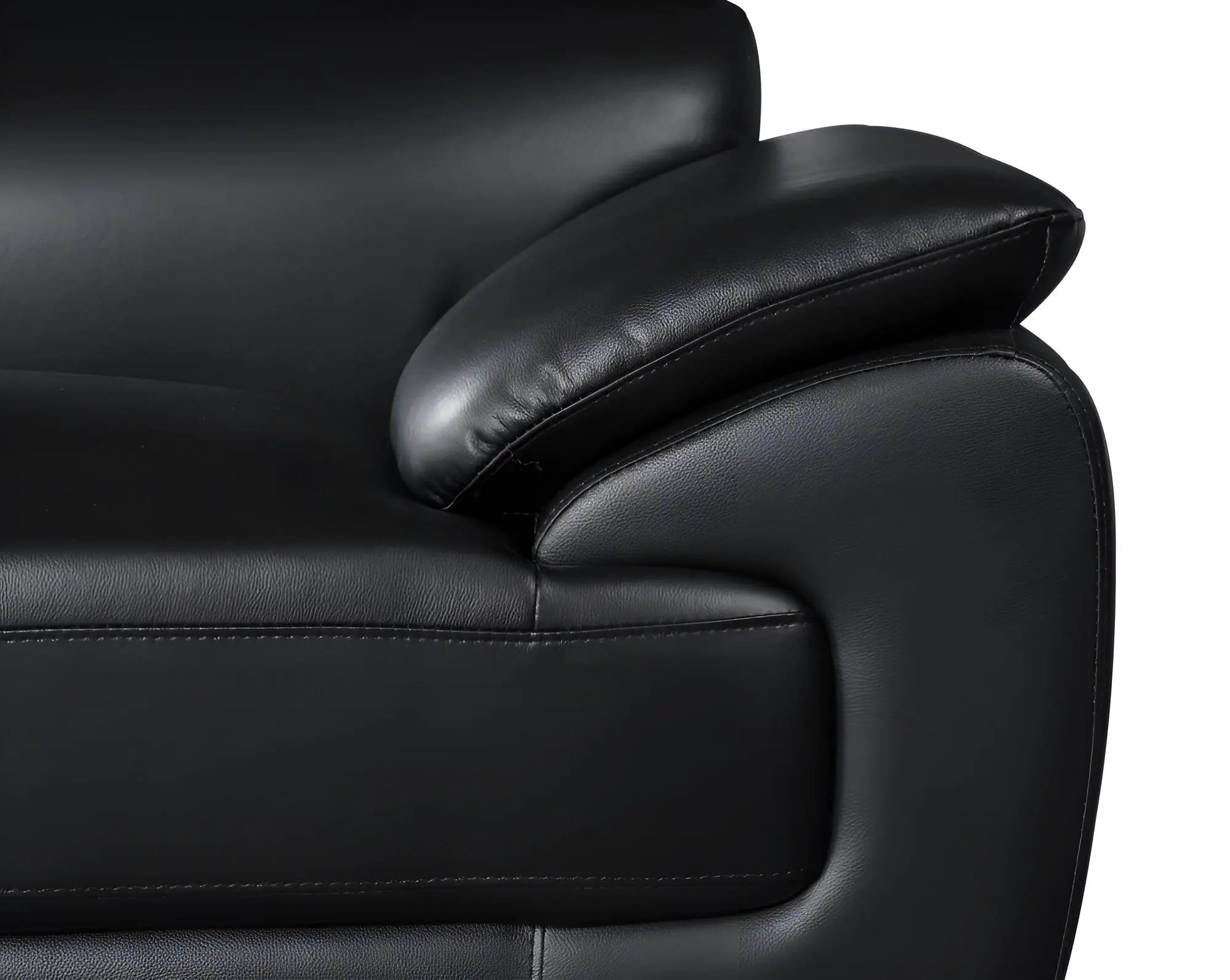 86" Black Leather Sofa With Silver Legs Homeroots Living Room