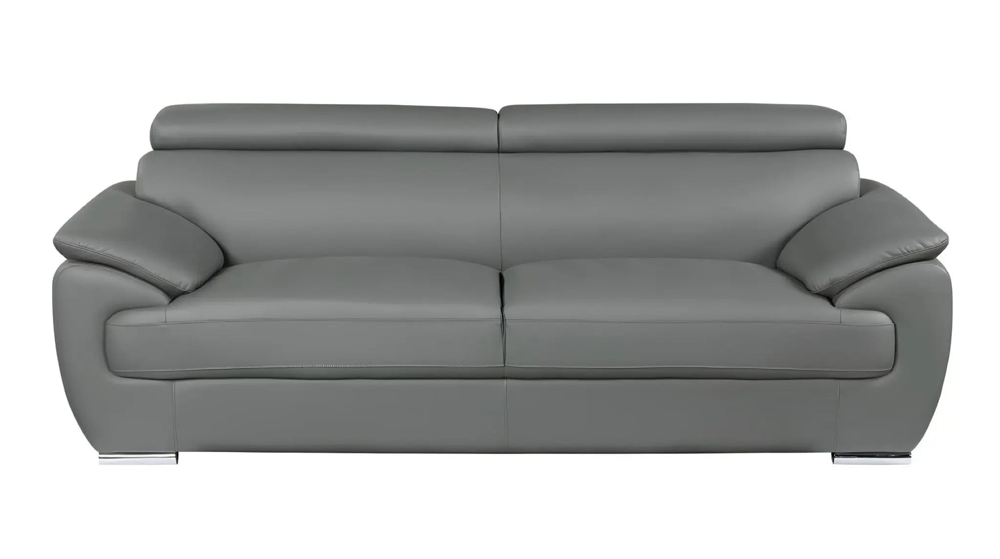 86" Gray Leather Sofa With Silver Legs Homeroots Living Room