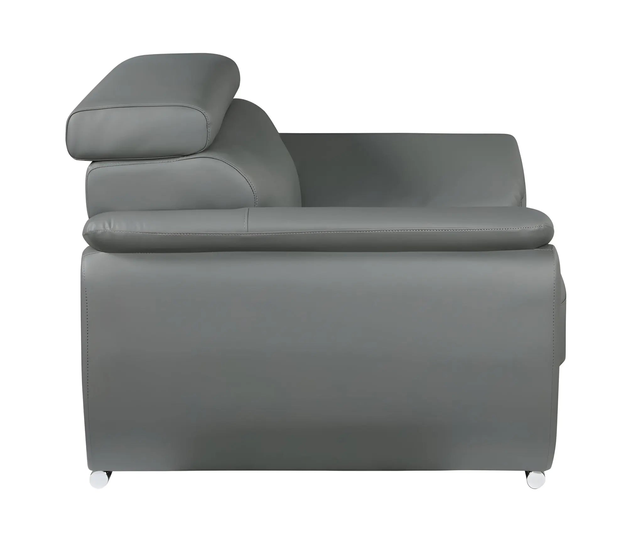 86" Gray Leather Sofa With Silver Legs Homeroots Living Room