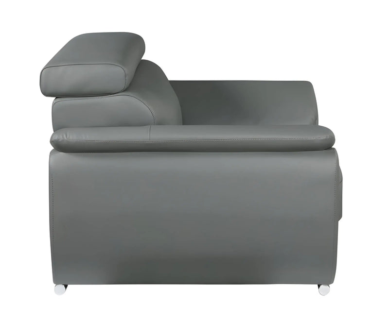 86" Gray Leather Sofa With Silver Legs Homeroots Living Room