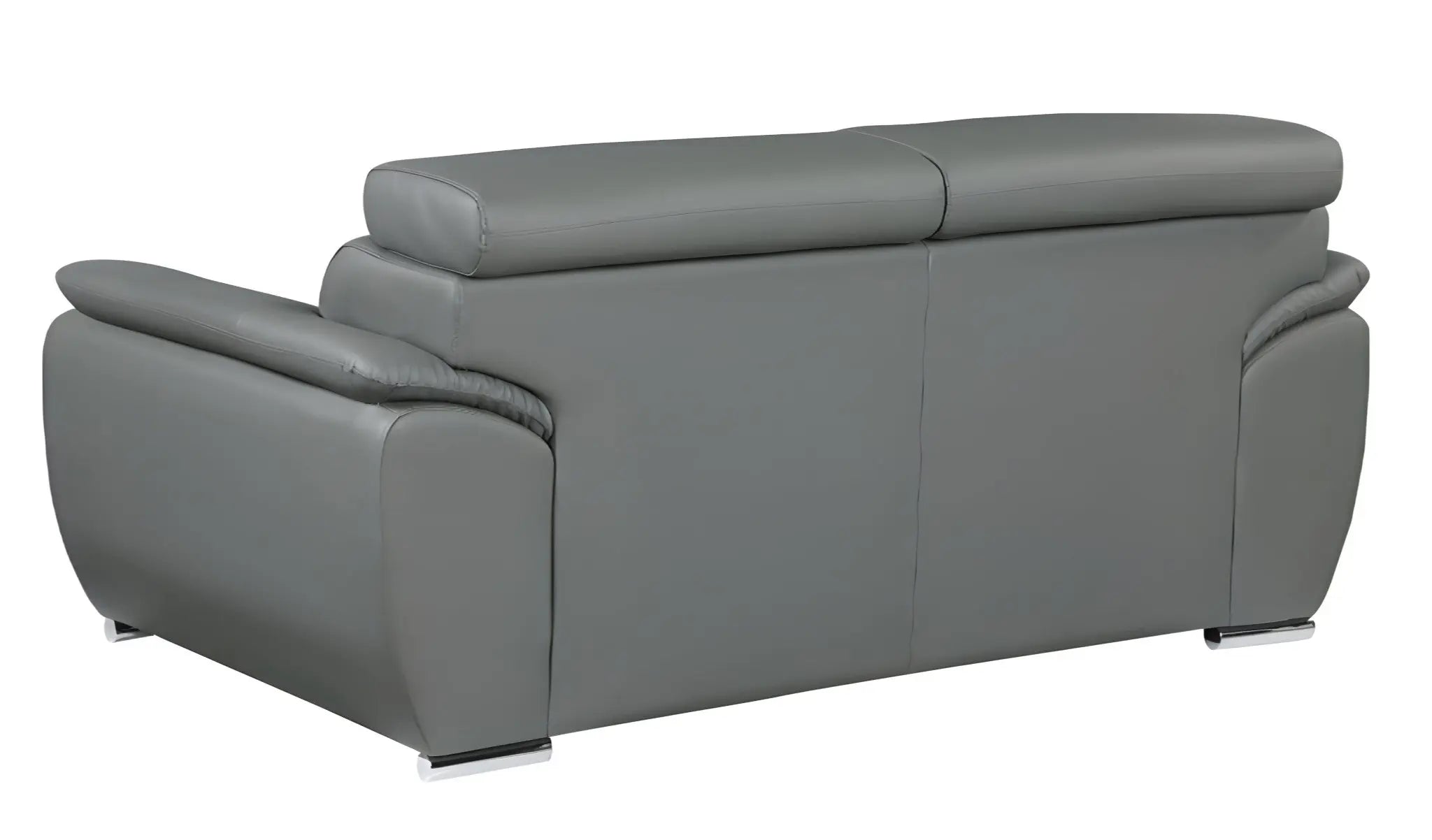 86" Gray Leather Sofa With Silver Legs Homeroots Living Room