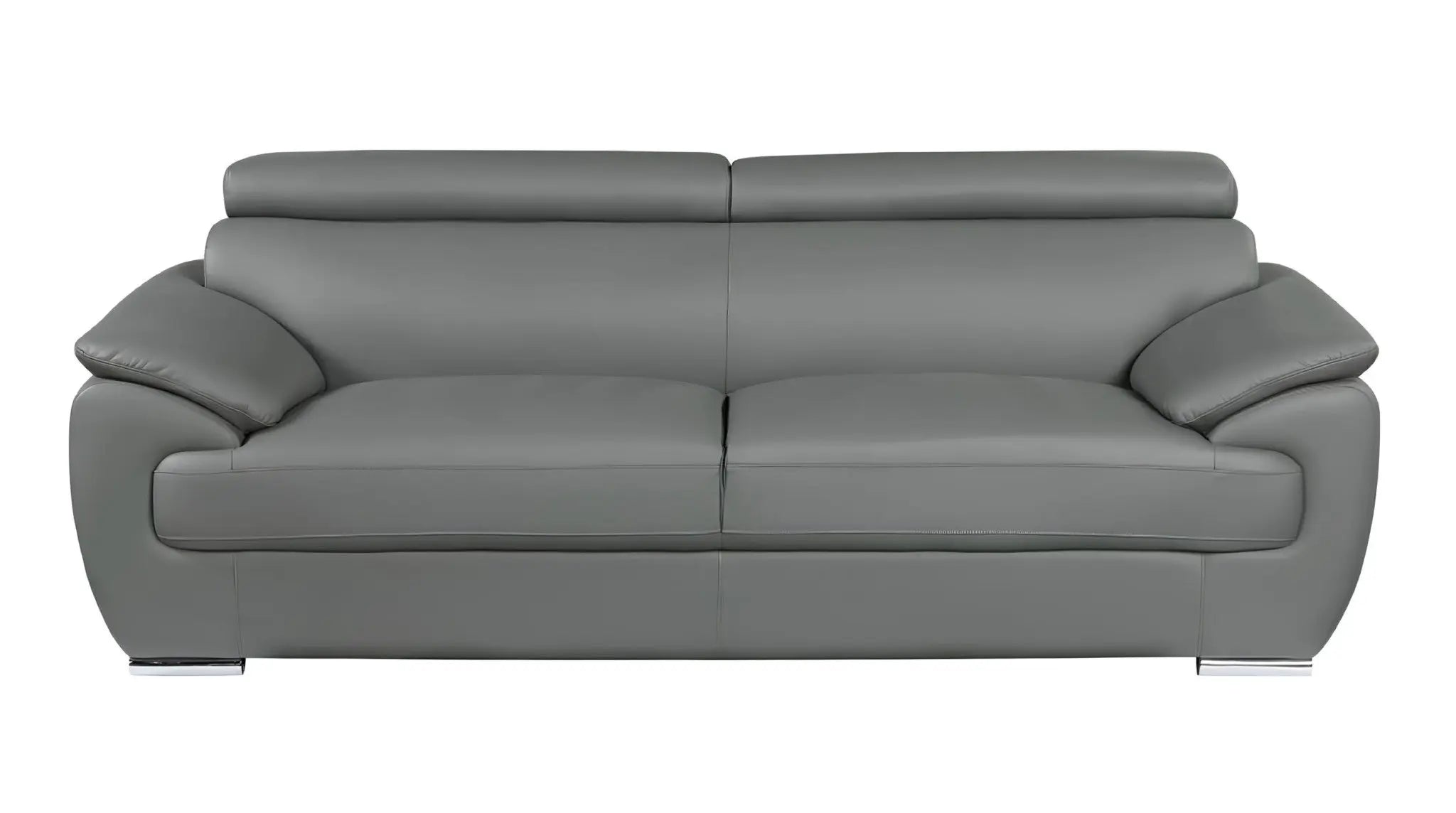 86" Gray Leather Sofa With Silver Legs Homeroots Living Room
