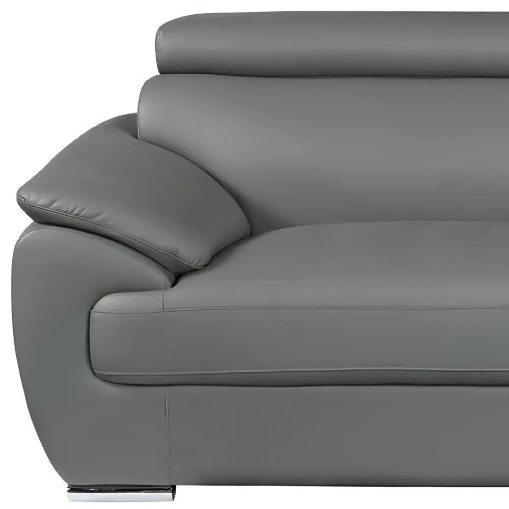 86" Gray Leather Sofa With Silver Legs Homeroots Living Room