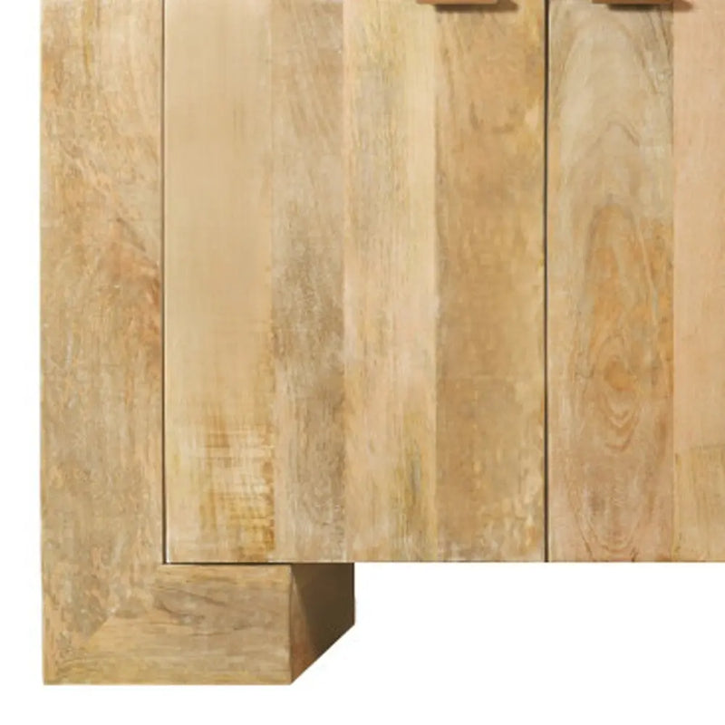 86" Natural Distressed Solid Wood Sideboard with Four Doors Homeroots Kitchen & Dining