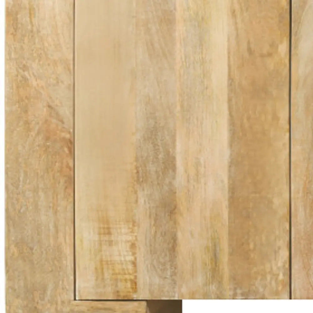 86" Natural Distressed Solid Wood Sideboard with Four Doors Homeroots Kitchen & Dining