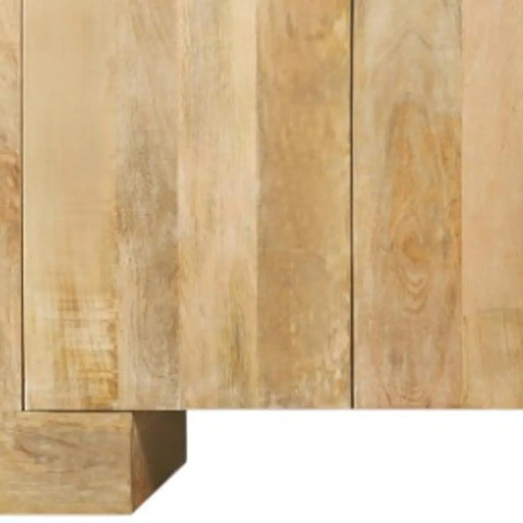 86" Natural Distressed Solid Wood Sideboard with Four Doors Homeroots Kitchen & Dining