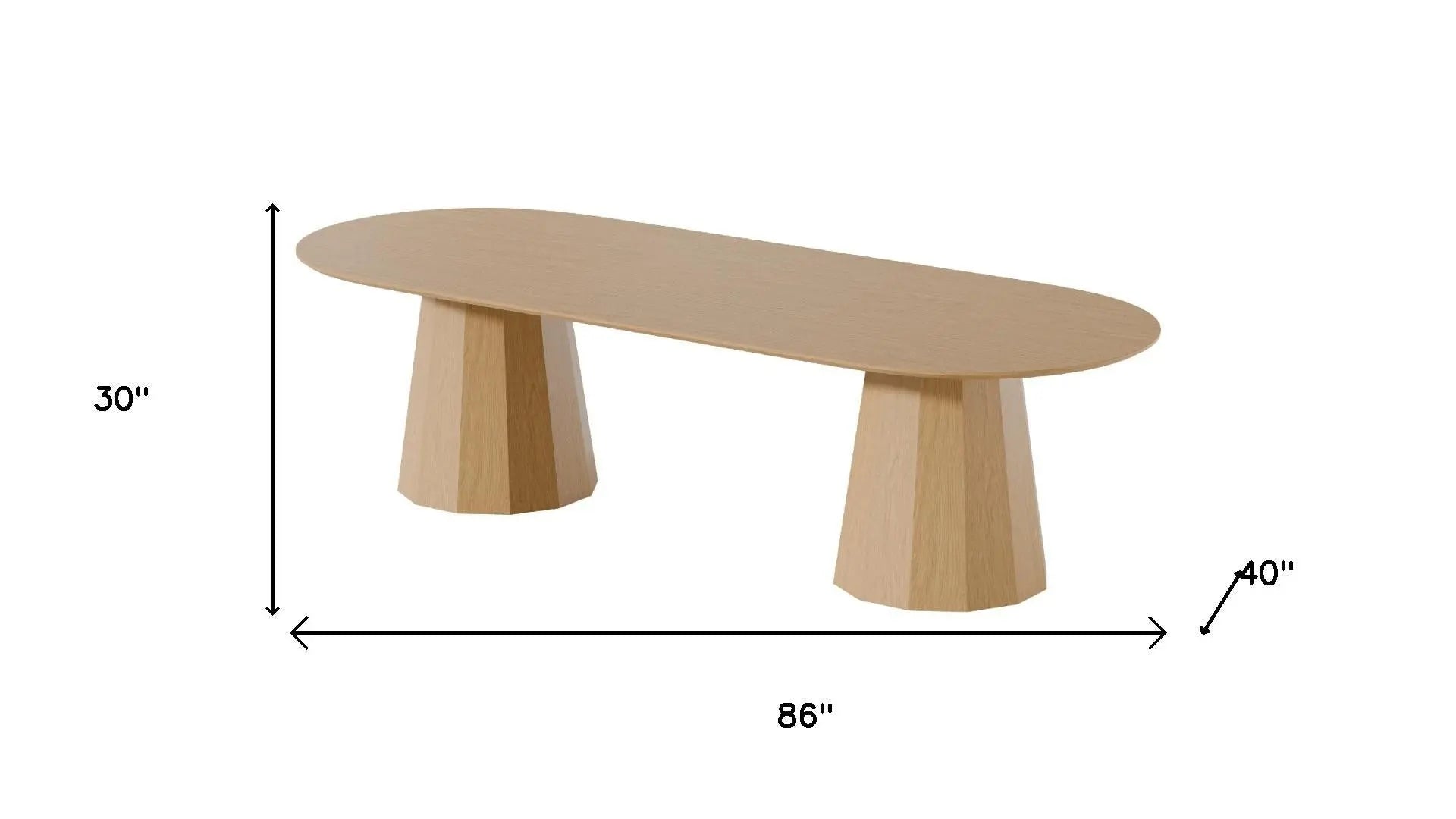86" Natural Wood Double Pedestal Base Oval Dining Table Homeroots Kitchen & Dining