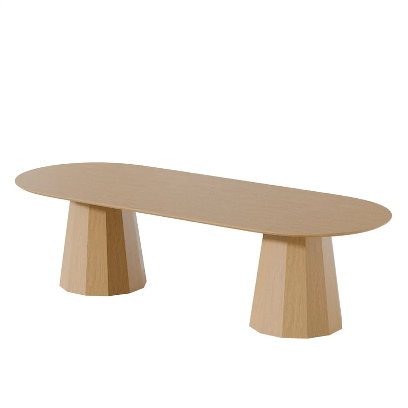 86" Natural Wood Double Pedestal Base Oval Dining Table Homeroots Kitchen & Dining