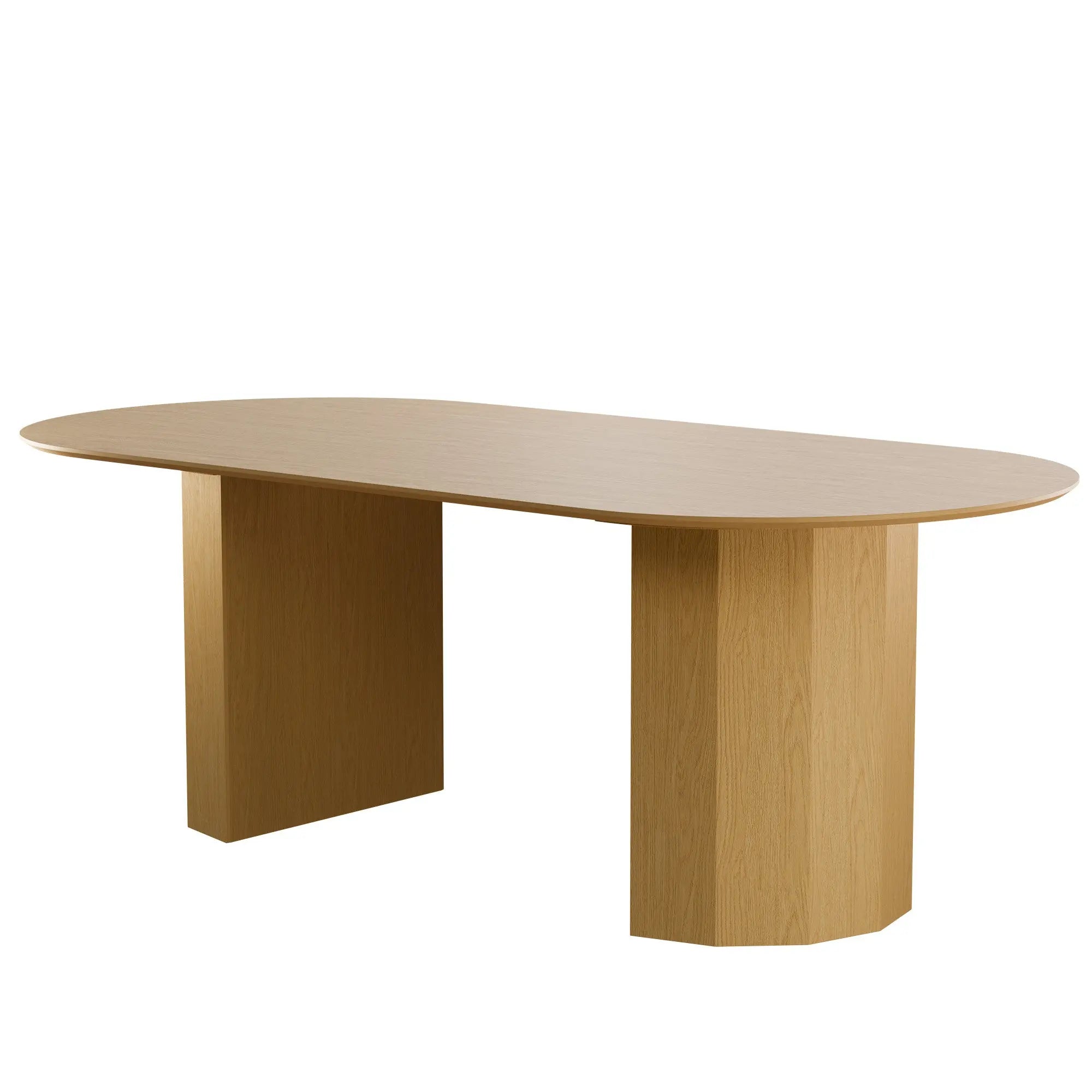 86" Natural Wood Double Pedestal Base Oval Dining Table Homeroots Kitchen & Dining