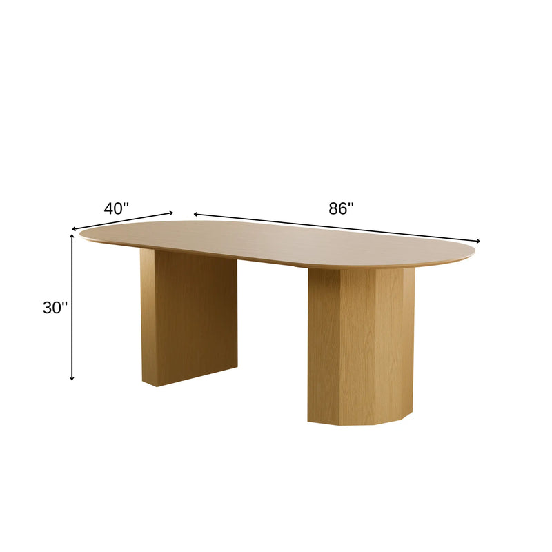 86" Natural Wood Double Pedestal Base Oval Dining Table Homeroots Kitchen & Dining