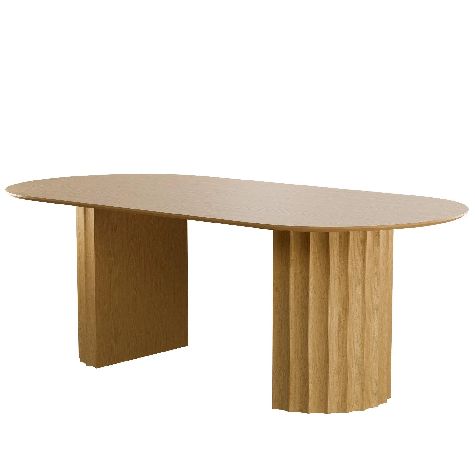86" Natural Wood Double Pedestal Base Oval Dining Table Homeroots Kitchen & Dining