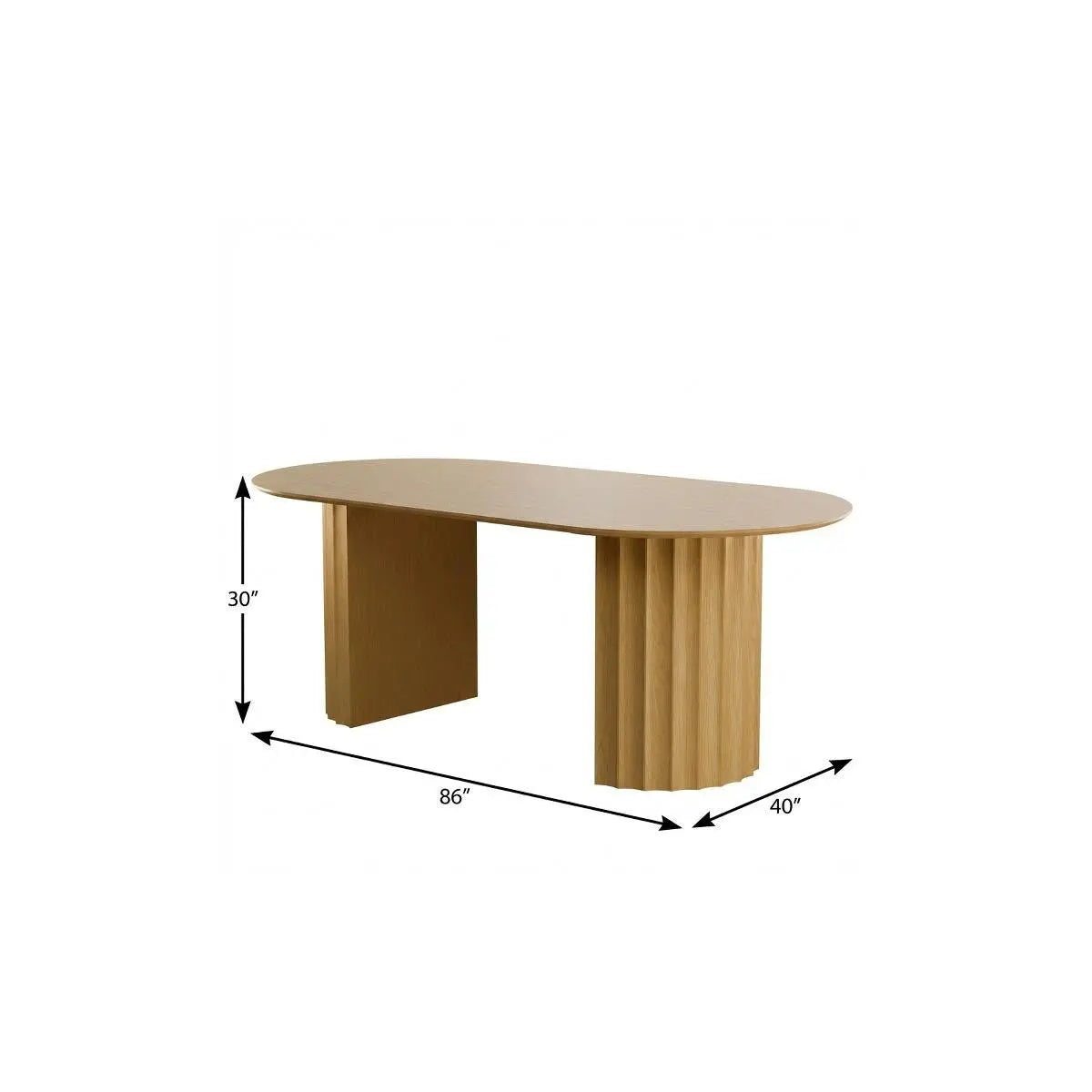 86" Natural Wood Double Pedestal Base Oval Dining Table Homeroots Kitchen & Dining