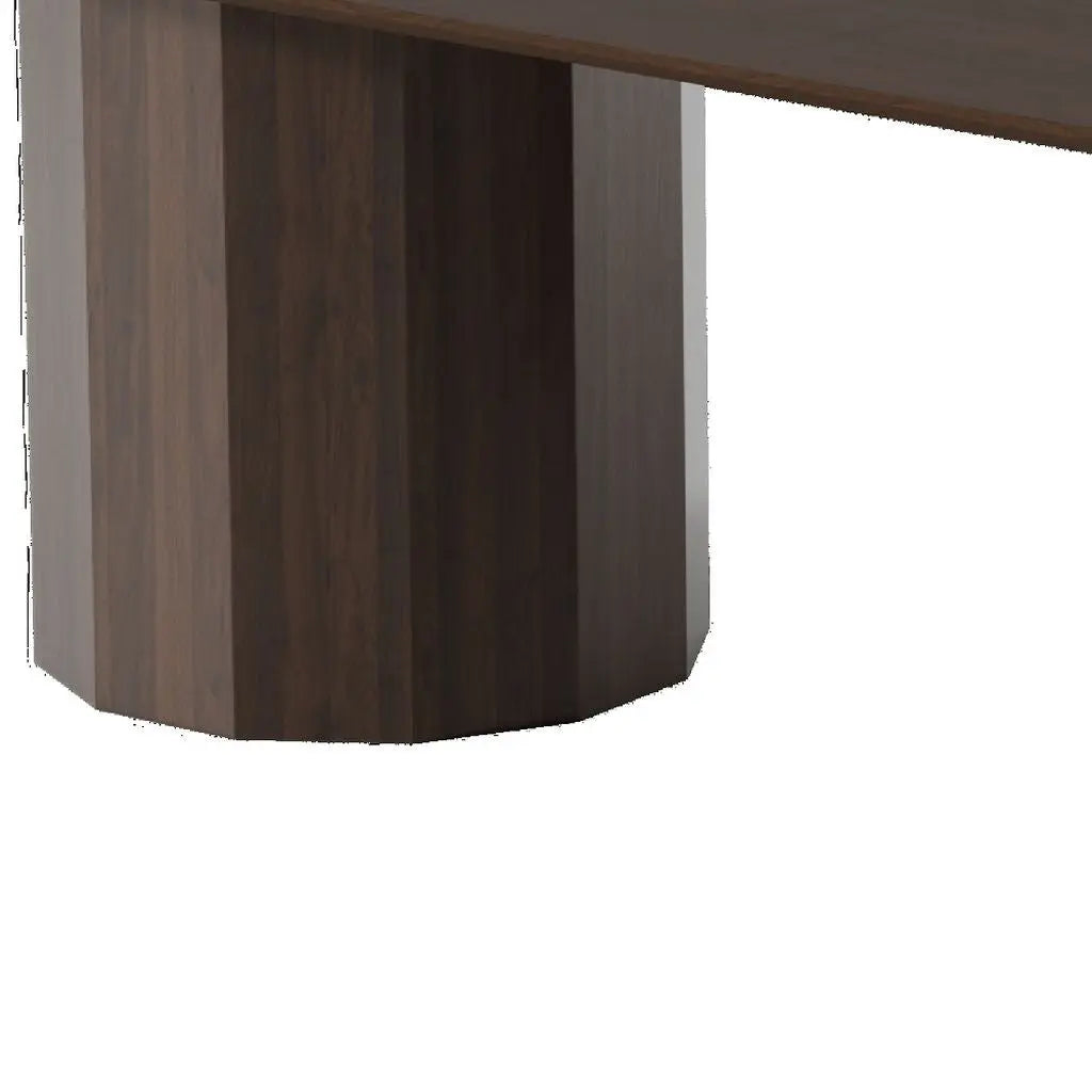 86" Walnut Solid Wood Double Pedestal Base Oval Dining Table Homeroots Kitchen & Dining