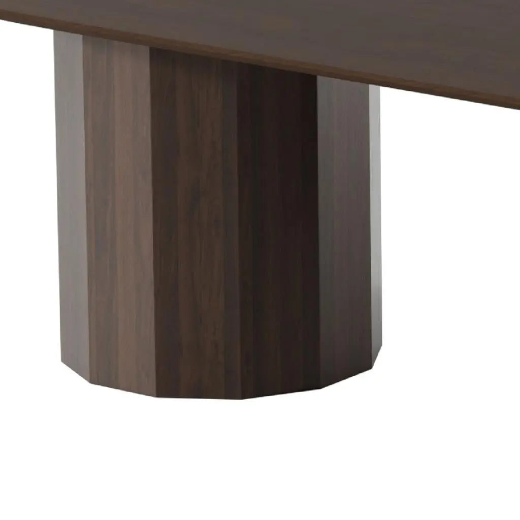 86" Walnut Solid Wood Double Pedestal Base Oval Dining Table Homeroots Kitchen & Dining