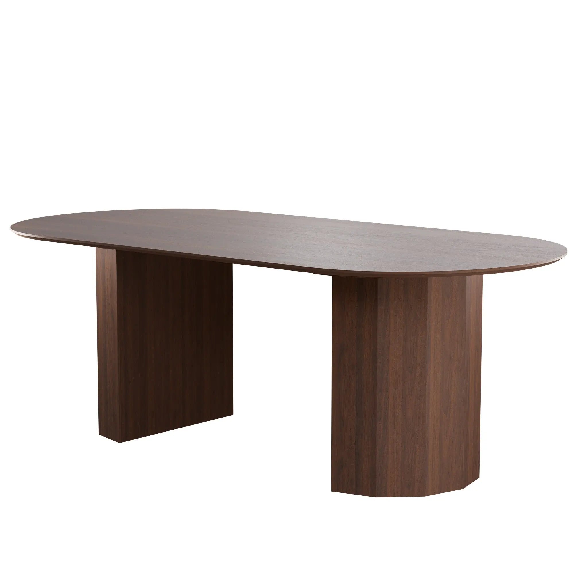 86" Walnut Wood Double Pedestal Base Oval Dining Table Homeroots Kitchen & Dining