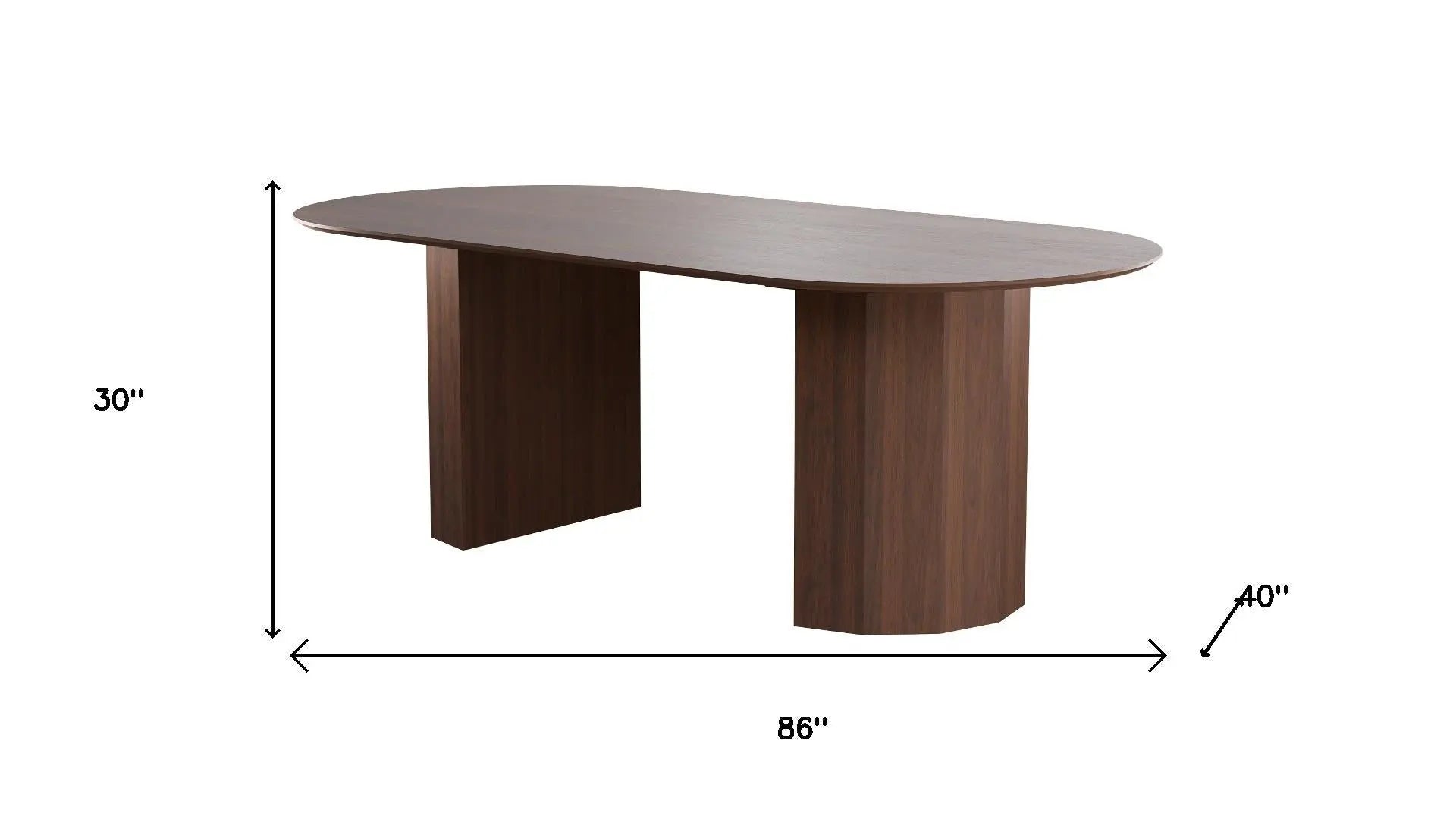 86" Walnut Wood Double Pedestal Base Oval Dining Table Homeroots Kitchen & Dining