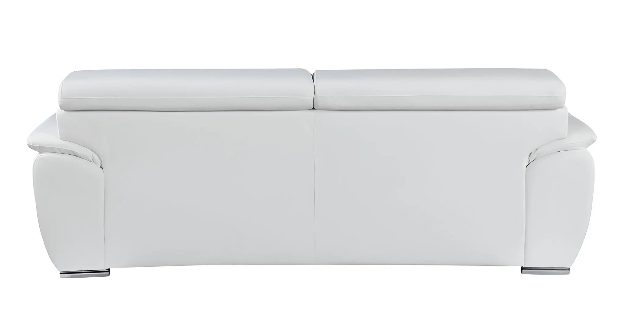 86" White Leather Sofa With Silver Legs Homeroots Living Room