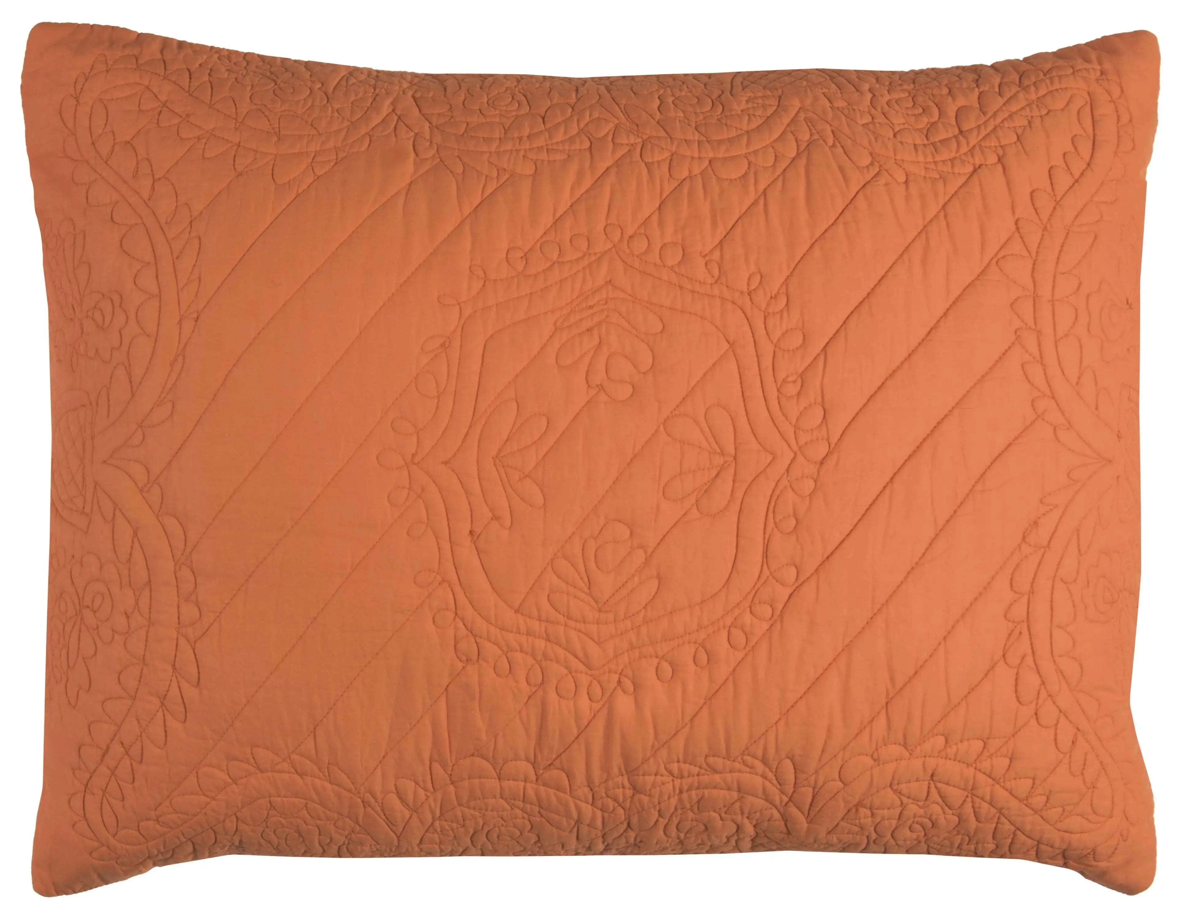 86" X 70" Orange Floral Cotton Quilt Homeroots Bed & Bath