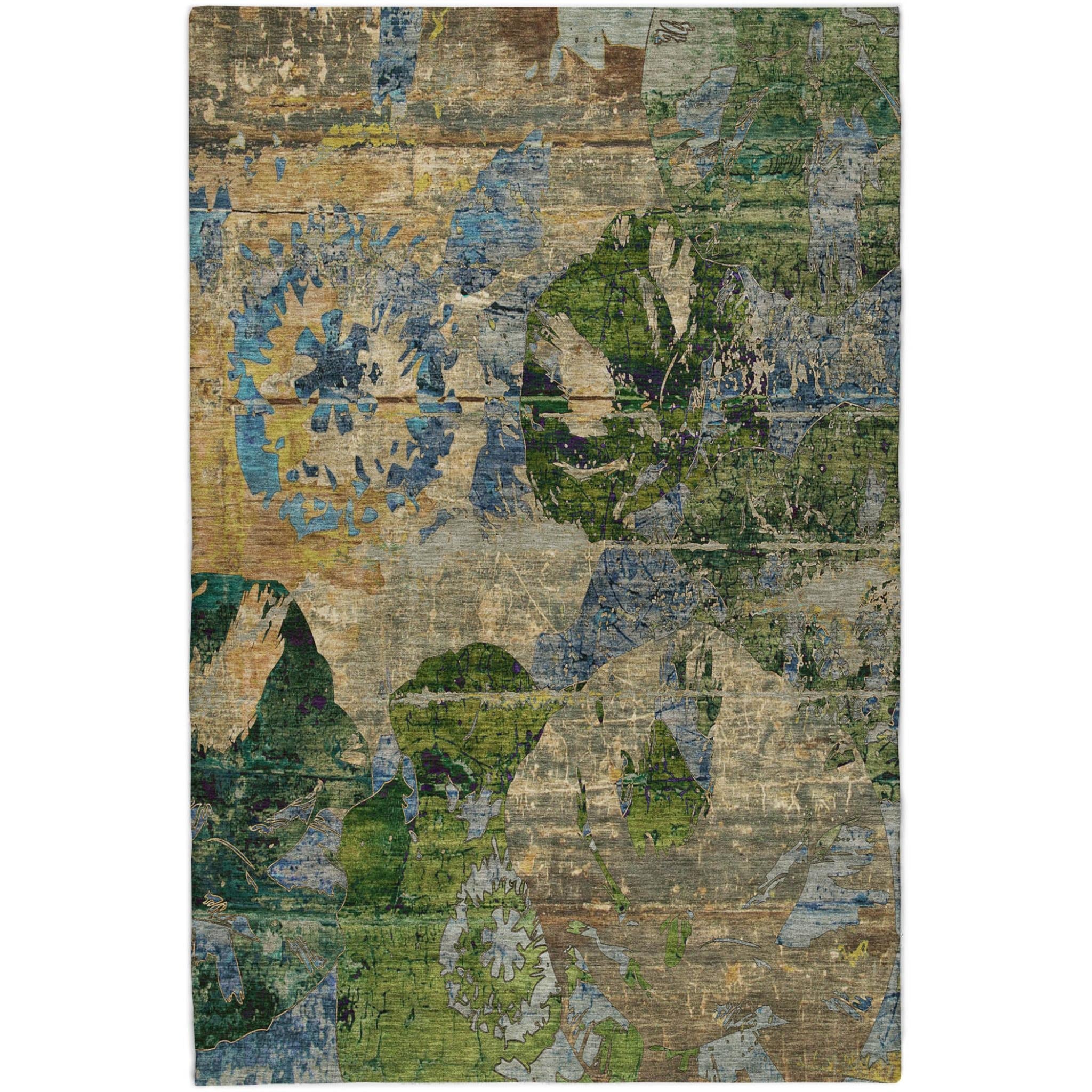 10' X 14' Taupe And Olive Green Abstract Shag Washable Area Rug With UV Protection - Home & Garden