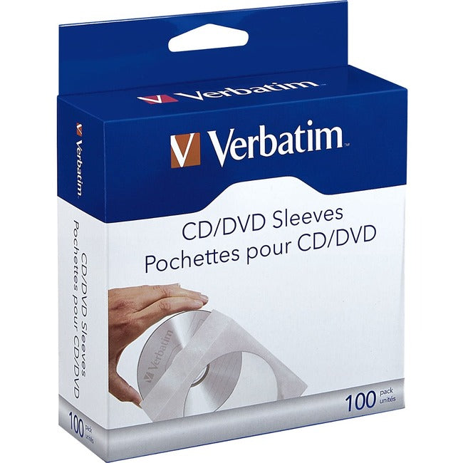 Verbatim CD/DVD Paper Sleeves with Clear Window - 100pk Box - GreatEagleInc