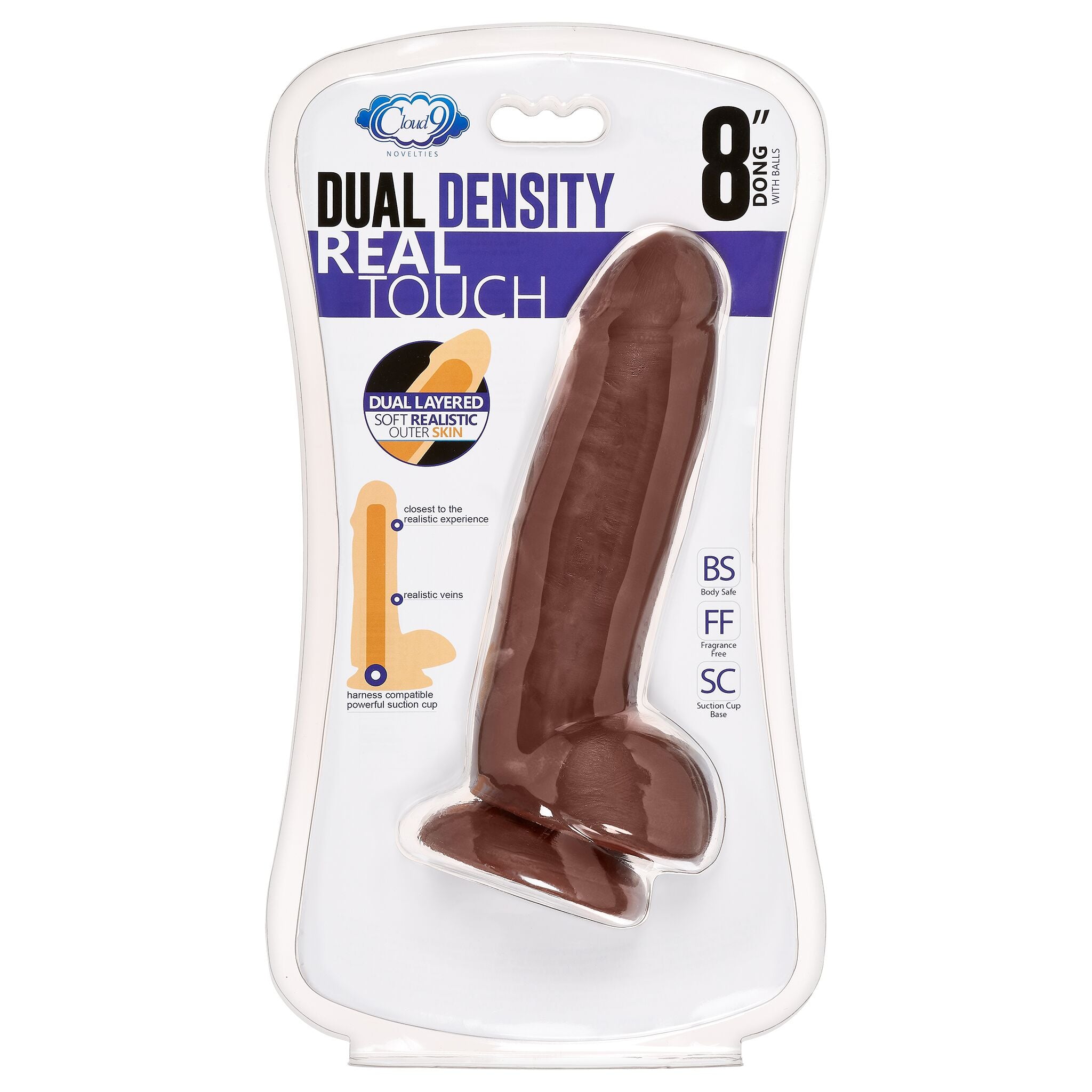 Cloud 9 Dual Density Dildo Touch Thick W/ Realistic Painted Veins & Balls 8 In W/ - GreatEagleInc