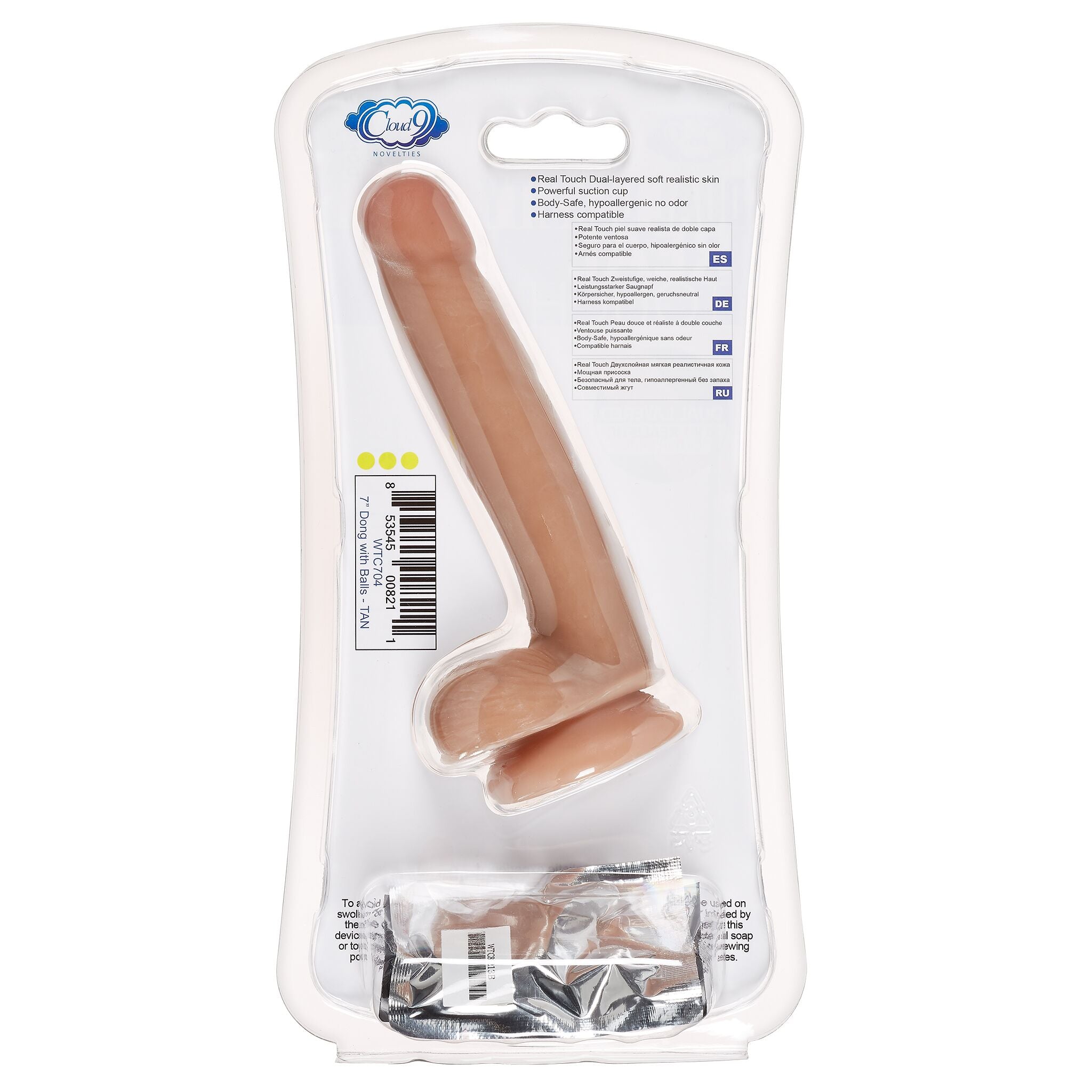 Cloud 9 Dual Density Dildo Touch 7in W/ Balls Tan/ Mocha - GreatEagleInc