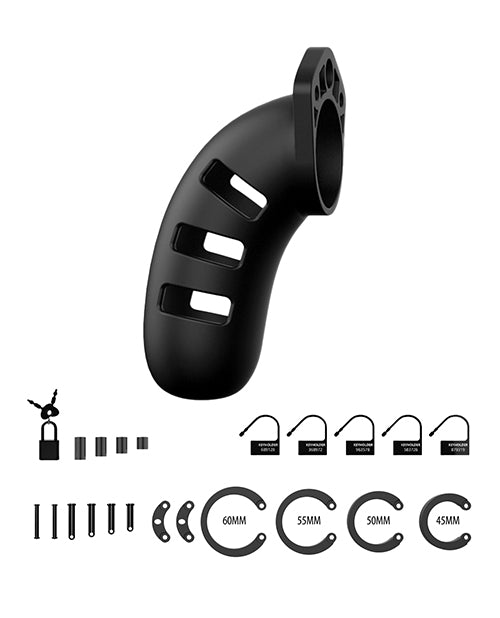 Shots Man Cage Chastity 4.5" Cock Cage Model 21 - Black - GreatEagleInc