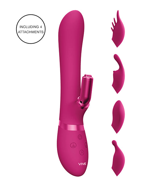 Shots Vive Chou G-spot Rabbit W/interchangeable Clitoral Attachments - Pink - GreatEagleInc