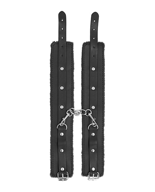 Shots Ouch Plush Leather Ankle Cuffs - Black - GreatEagleInc