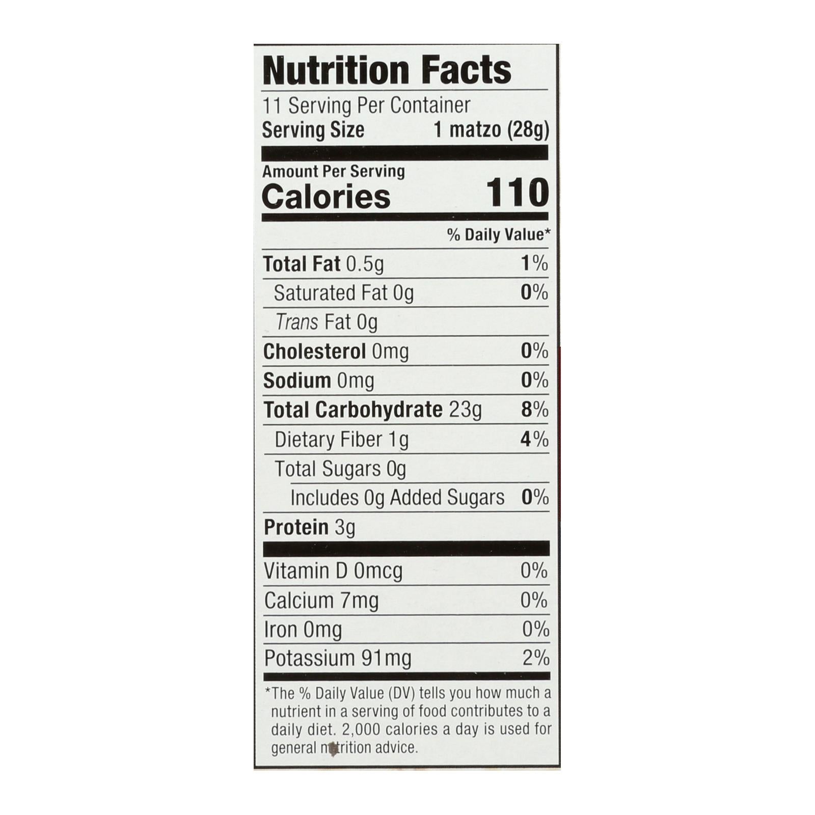 Streit's Matzo - Unsalted - Case Of 12 - 11 Oz - GreatEagleInc