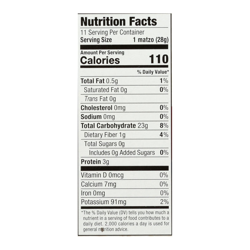 Streit's Matzo - Unsalted - Case Of 12 - 11 Oz - GreatEagleInc