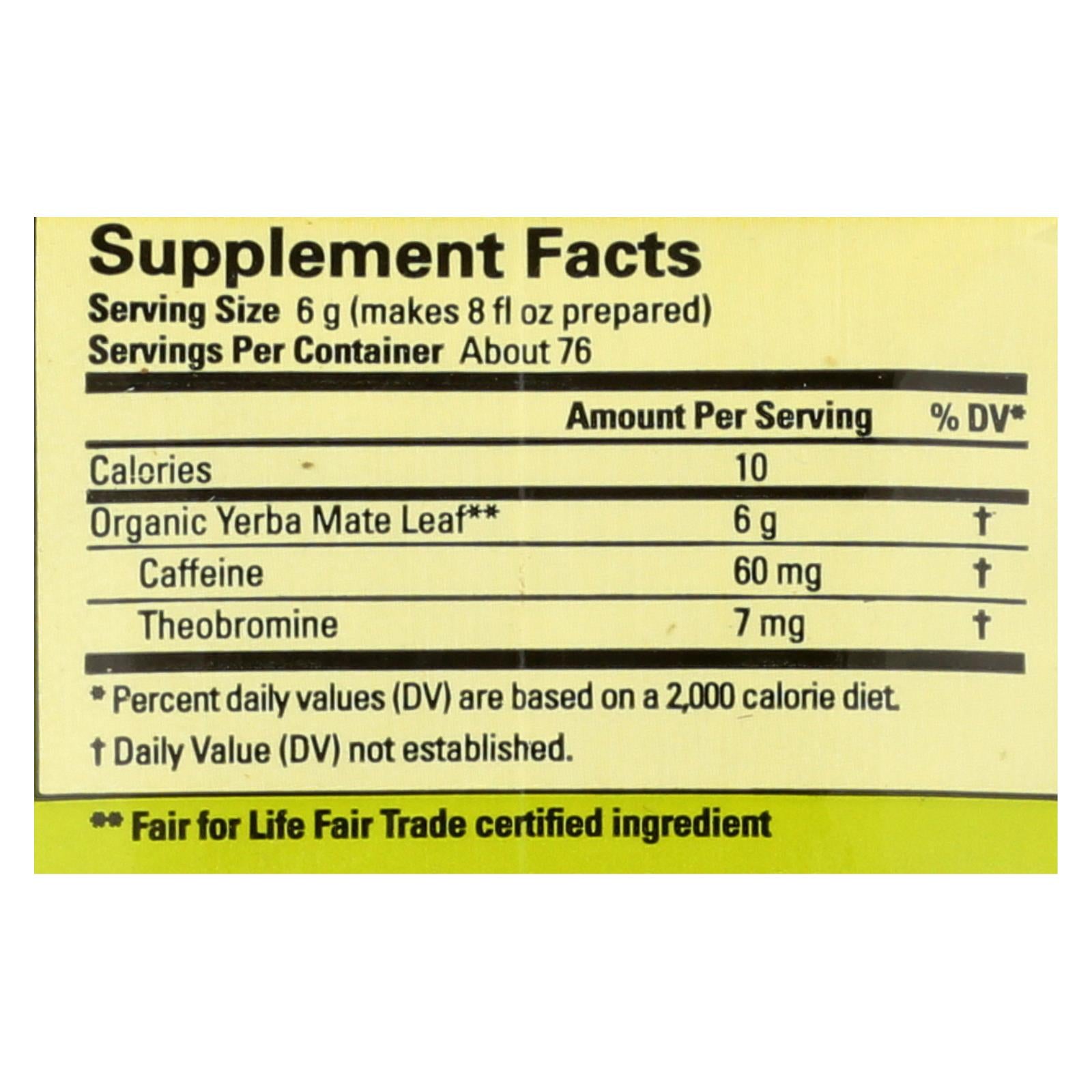 Ecoteas Organic Yerba Mate Unsmoked Green Energy Loose Tea - Case Of 6 - 1 Lb. - GreatEagleInc