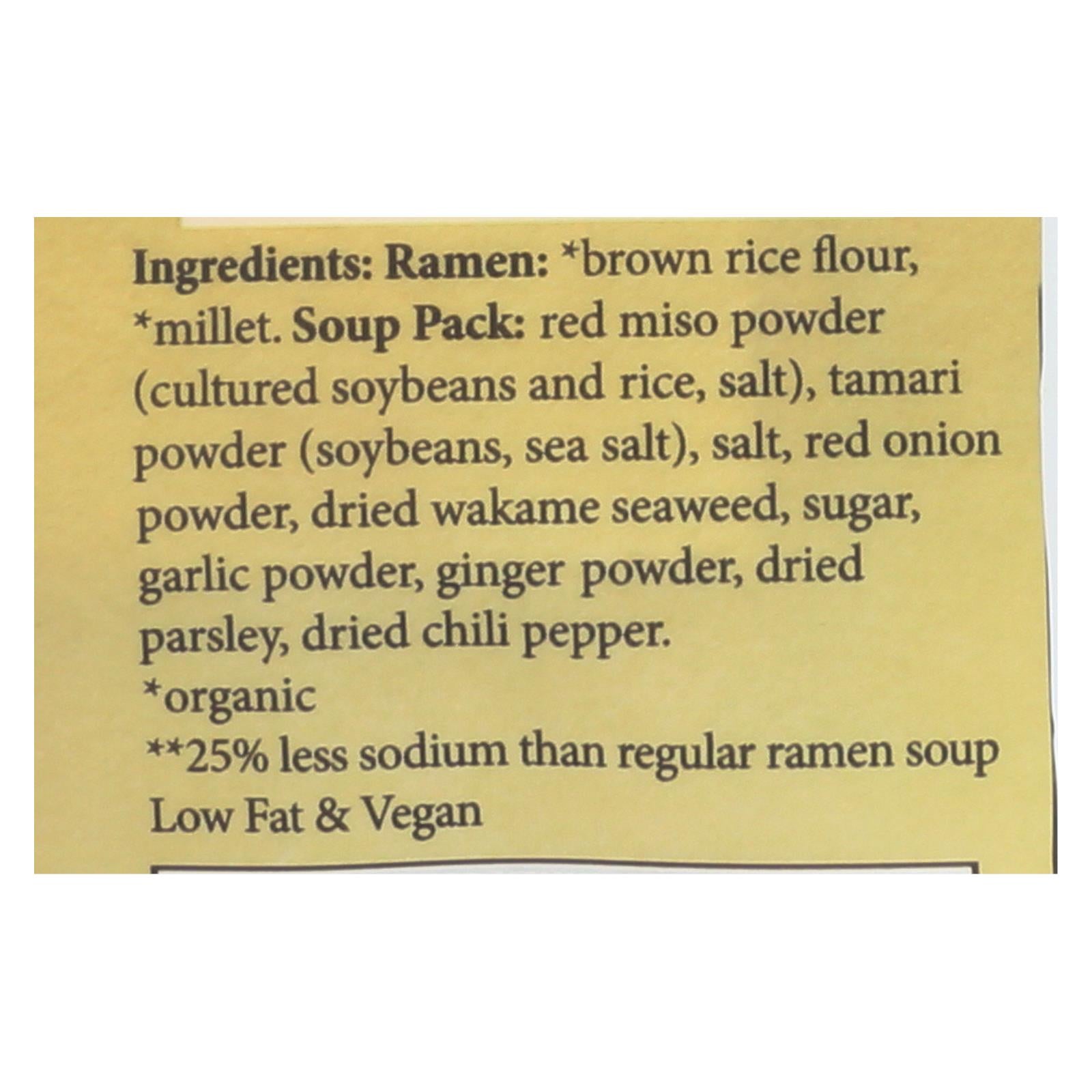 Lotus Foods Ramen - Organic - Millet And Brown Rice - With Miso Soup - 2.8 Oz - Case Of 10 - GreatEagleInc