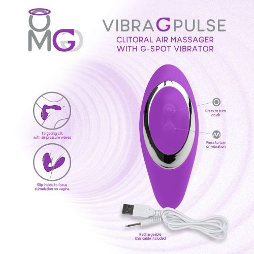 Omg Vibra G Pulse Clitoral Suction Massager W/ G-spot Vibrator Purple - GreatEagleInc