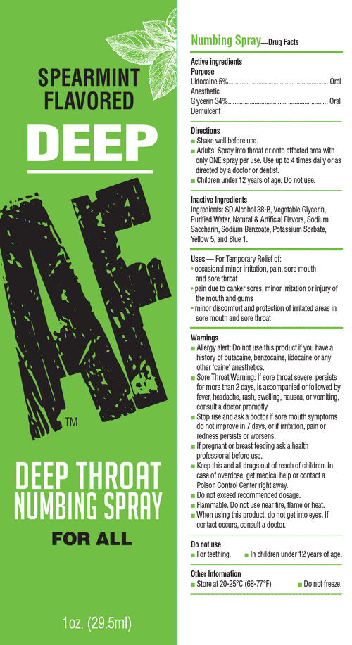 Deep Af Deep Throat Numbing Spray Spearmint - GreatEagleInc
