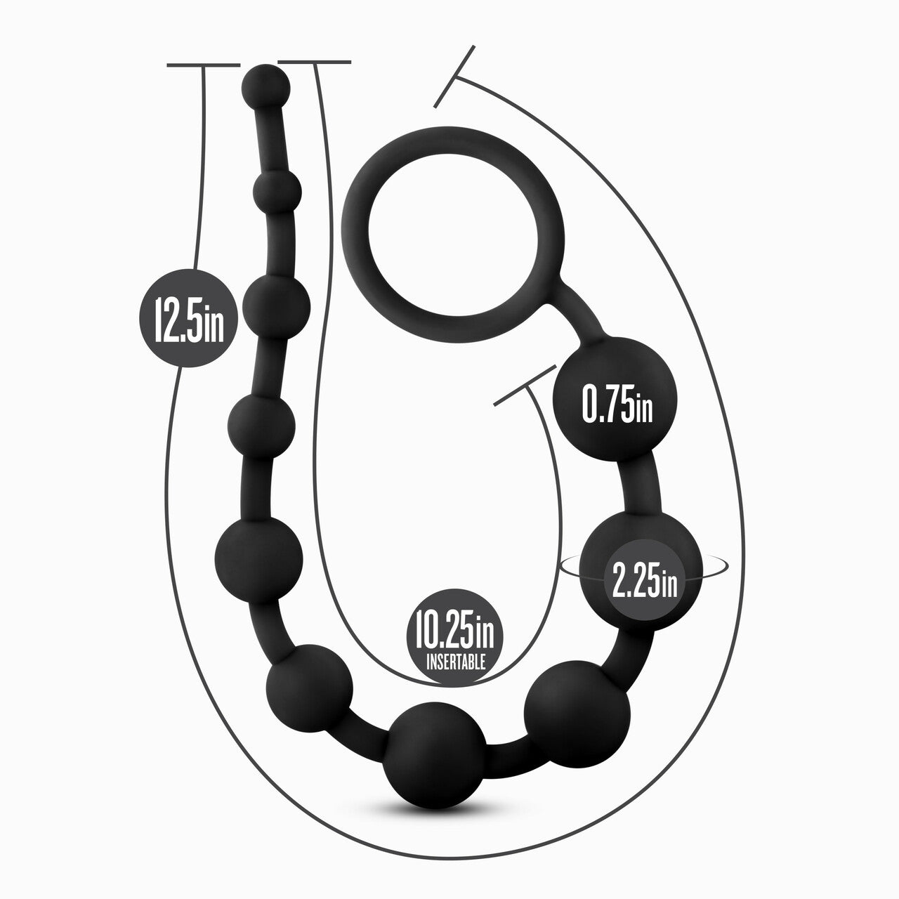 Anal Adventures Platinum Silicone 10 Anal Beads Black